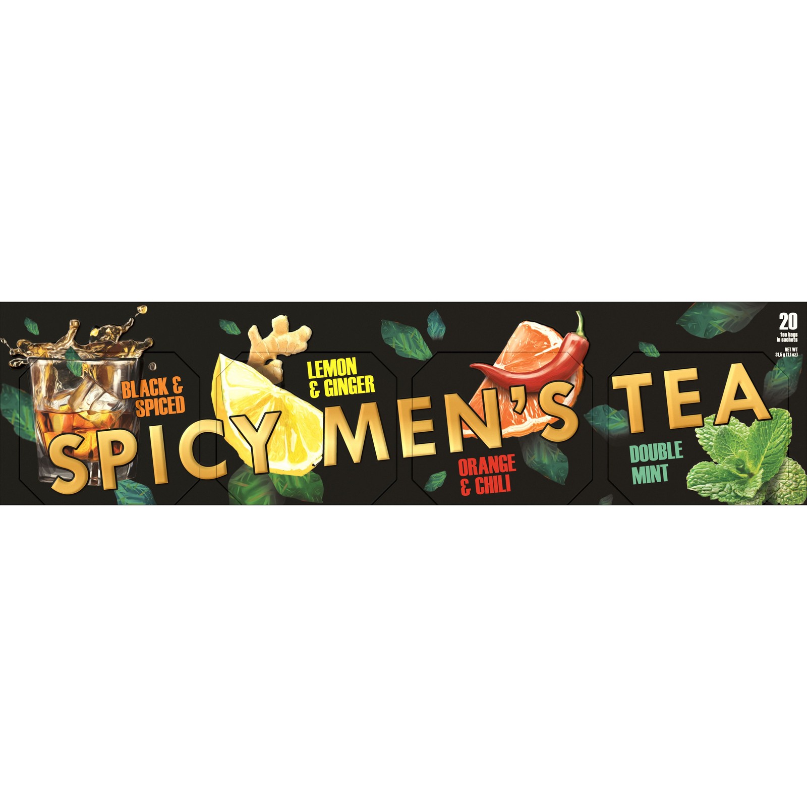 Набор чая Curtis "Spicy Men's Tea", 20 сашетов, 4 вида