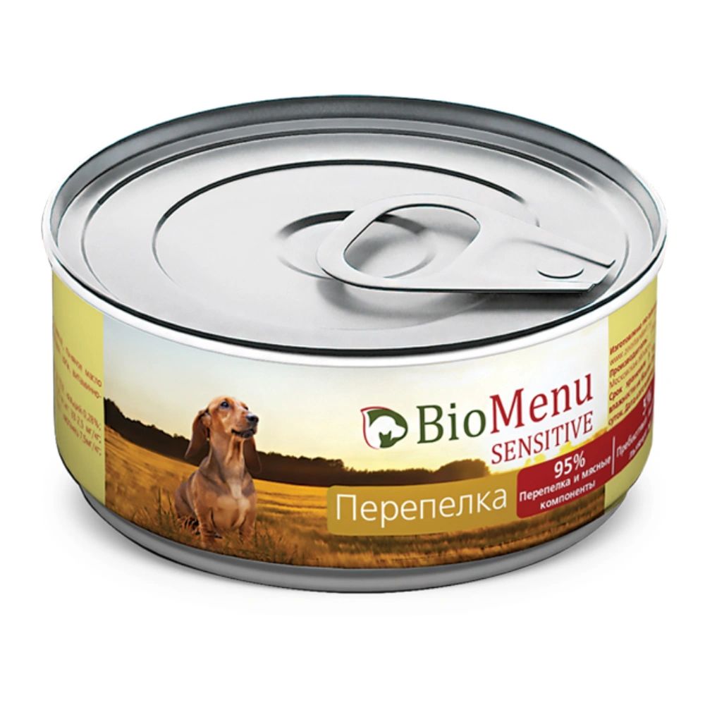 Консервы для собак BioMenu Sensitive, перепел, 24шт по 100г