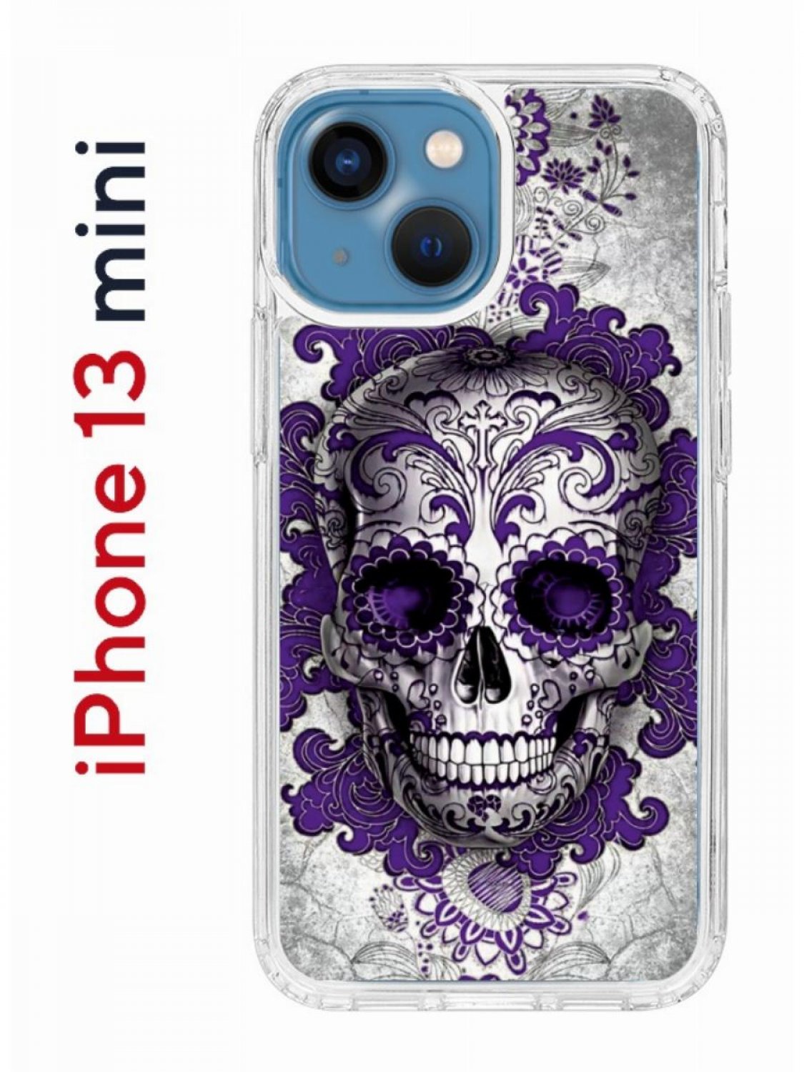 Чехол на iPhone 13 mini с принтом Kruche Print Sugar Skull, бампер с защитой  камеры - купить в kupi-chehol, цена на Мегамаркет