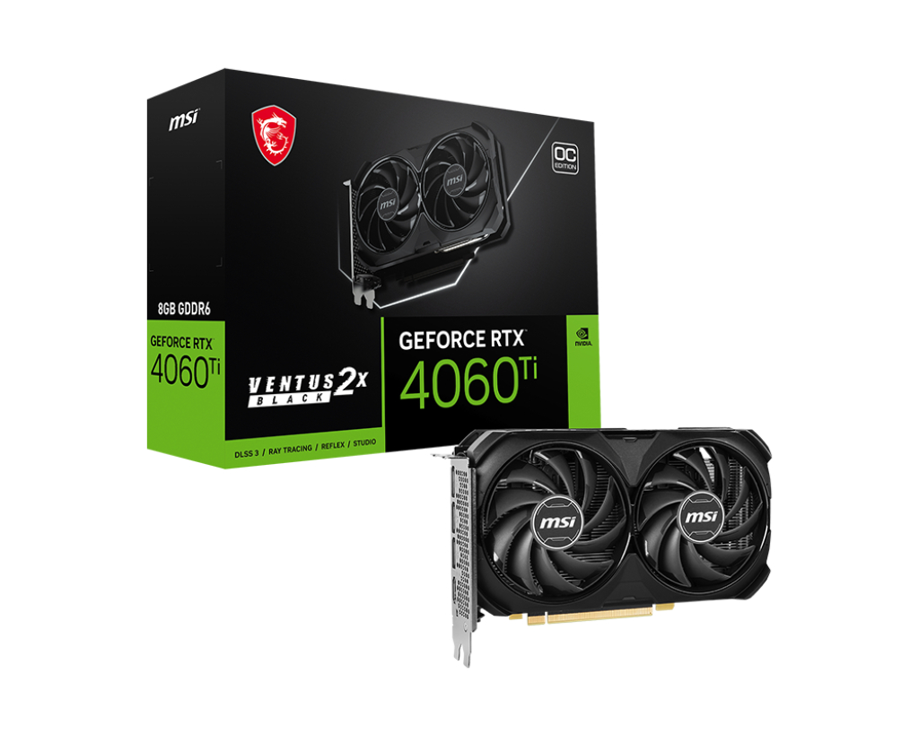 Видеокарта MSI RTX4060Ti VENTUS 2X BLACK 8GB OC [RTX 4060 Ti VENTUS 2X BLACK 8G OC] - купить в Эльдорадо, цена на Мегамаркет