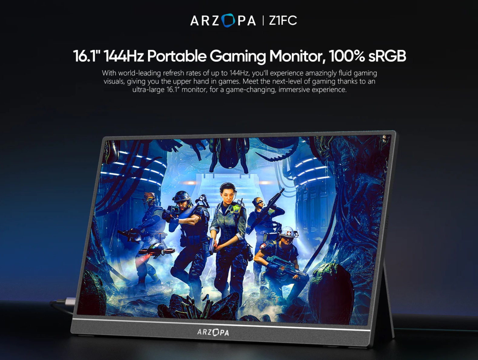 16,1" Портативный монитор Arzopa Z1FC черный 144Hz 1920x1080 IPS, купить в Москве, цены в интернет-магазинах на Мегамаркет