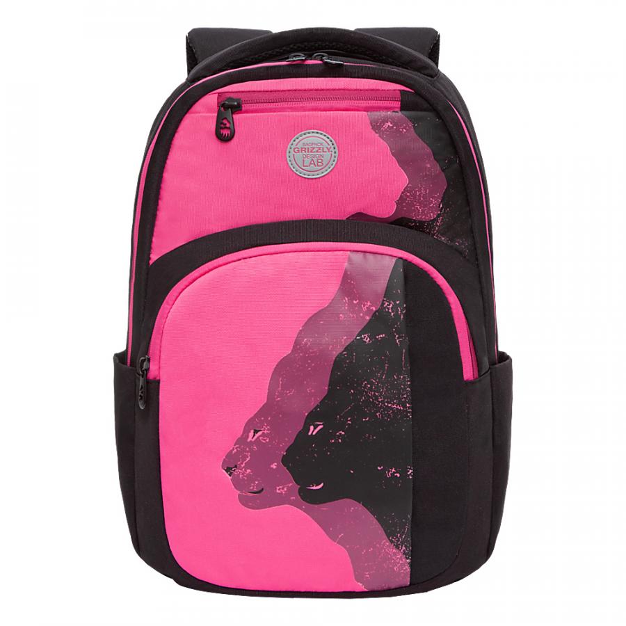 Рюкзак женский Grizzly RX-114-2 черный-розовый