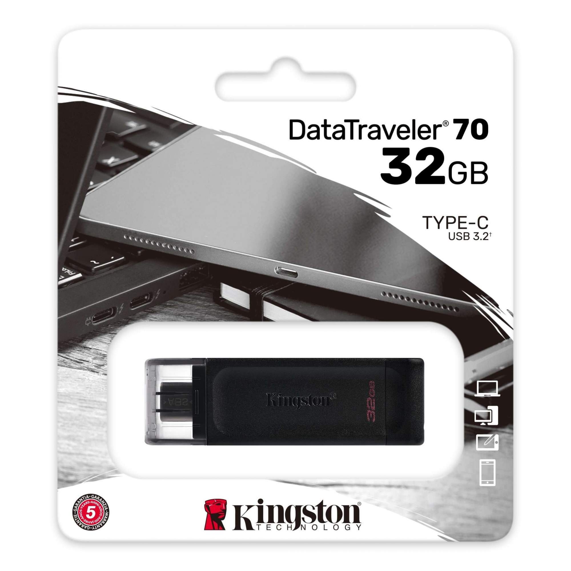 Флешка Kingston DataTraveler 70 32ГБ Black (DT70/32GB) - отзывы покупателей  на Мегамаркет | 100028302736