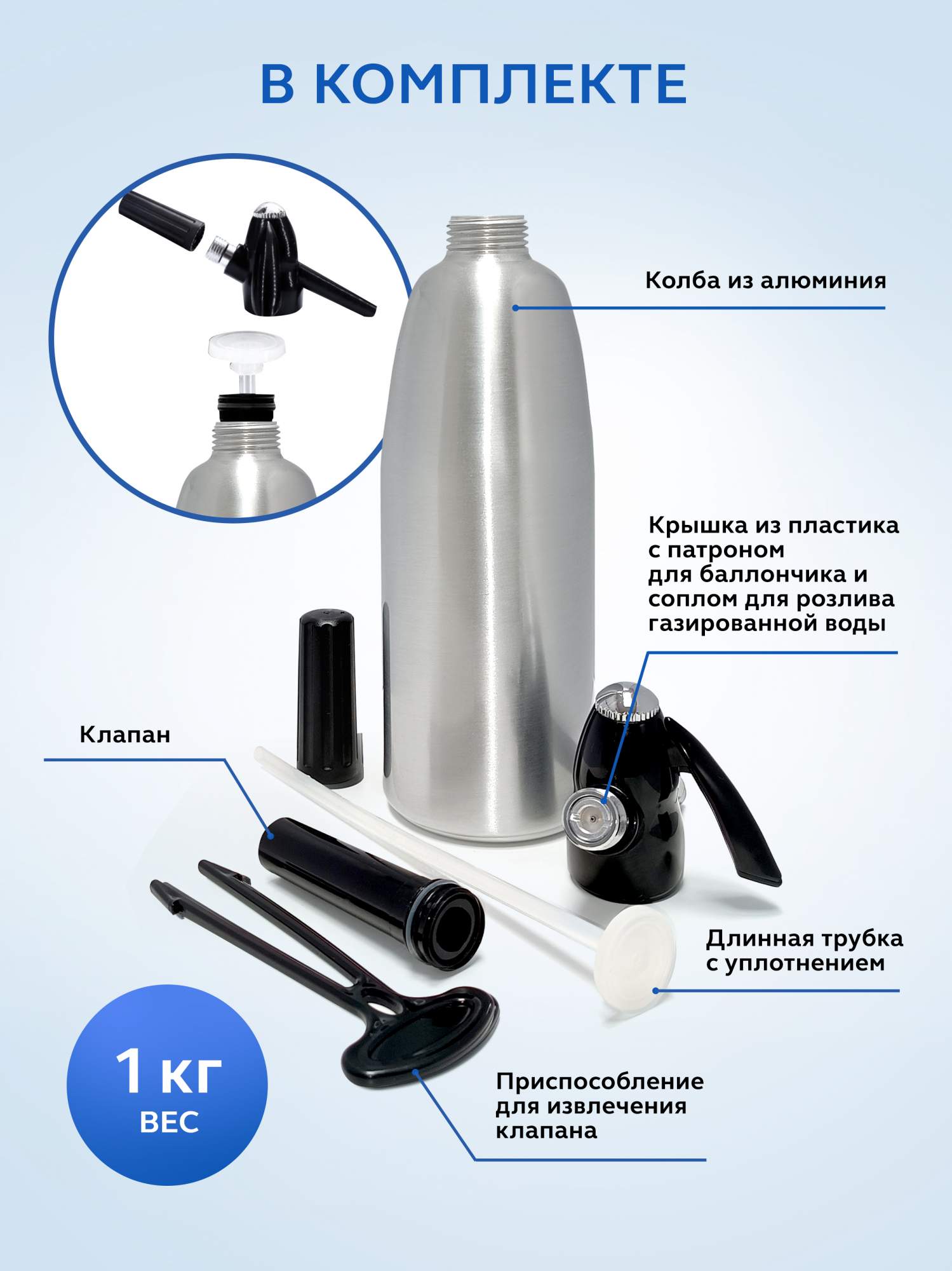 Сифон GASTRORAG 3421 для газирования воды и напитков 1 л - купить в ...