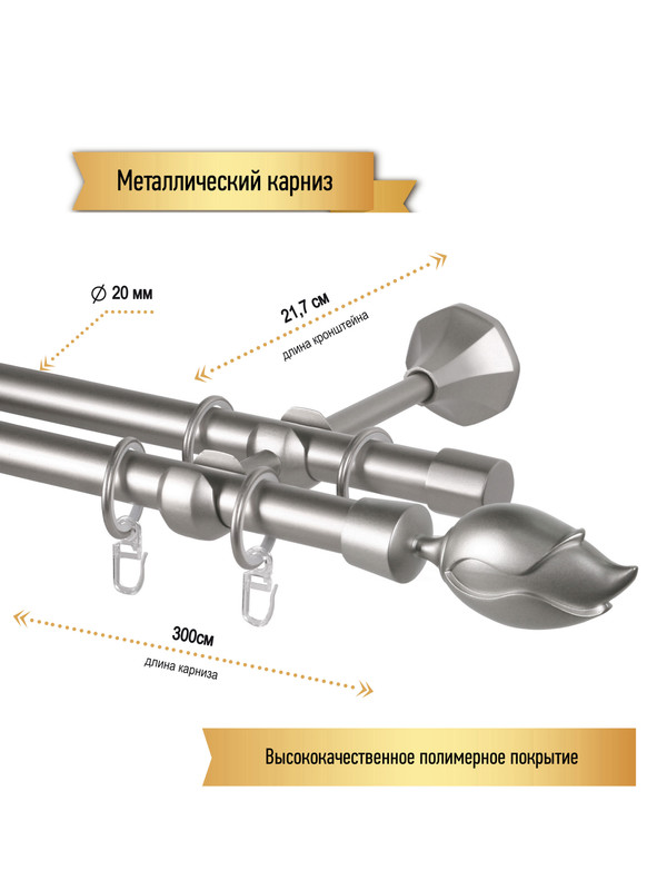 Максимальная длина карниза для штор на двух опорах