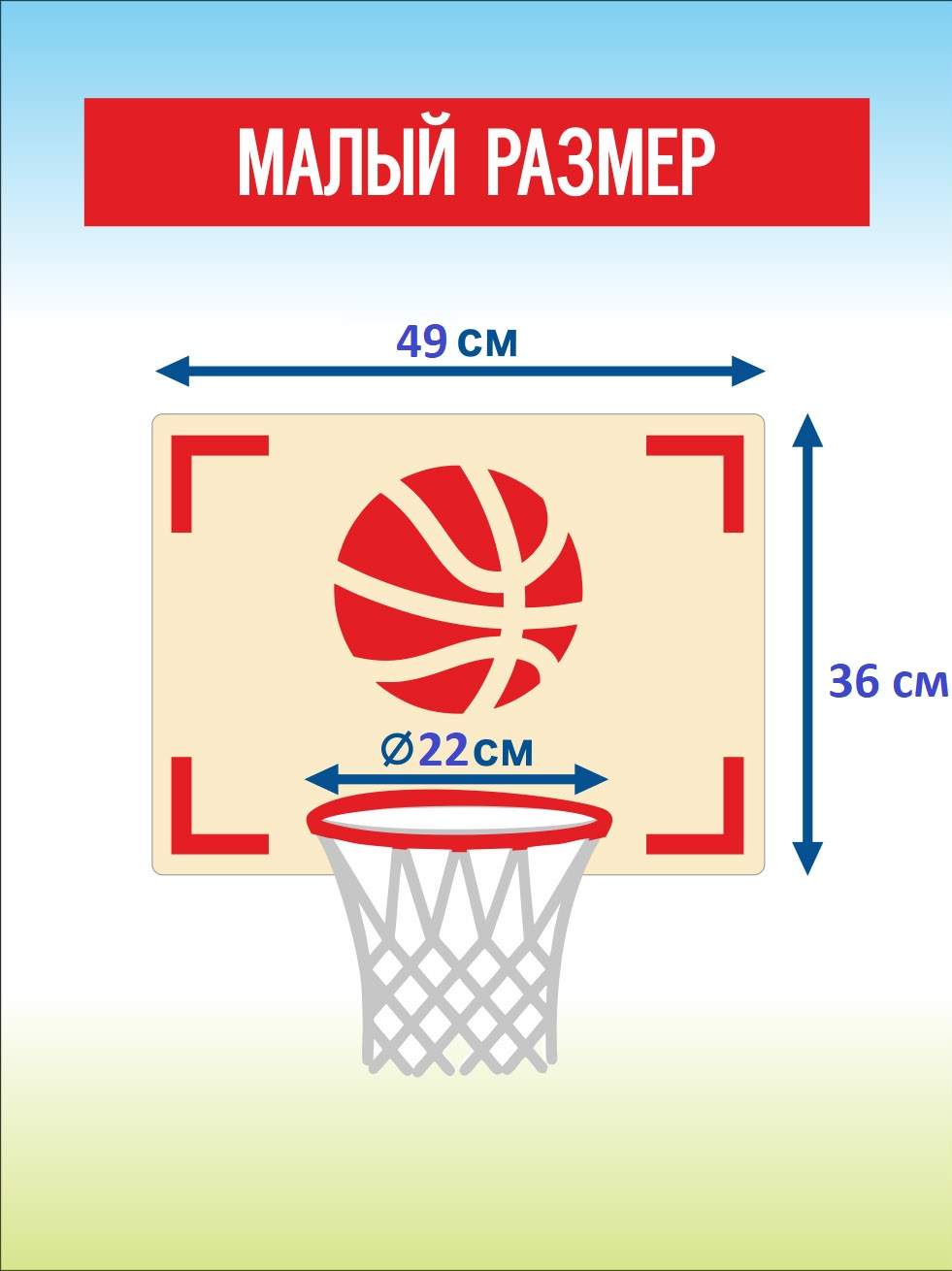 Щит баскетбольный 49 х 36 см, диаметр кольца 22 см – купить в Москве, цены  в интернет-магазинах на Мегамаркет