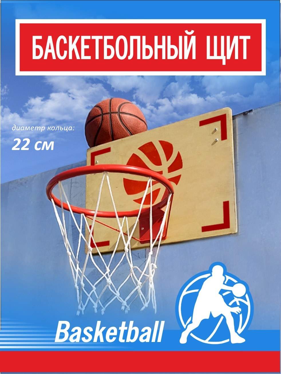 Щит баскетбольный 49 х 36 см, диаметр кольца 22 см – купить в Москве, цены  в интернет-магазинах на Мегамаркет