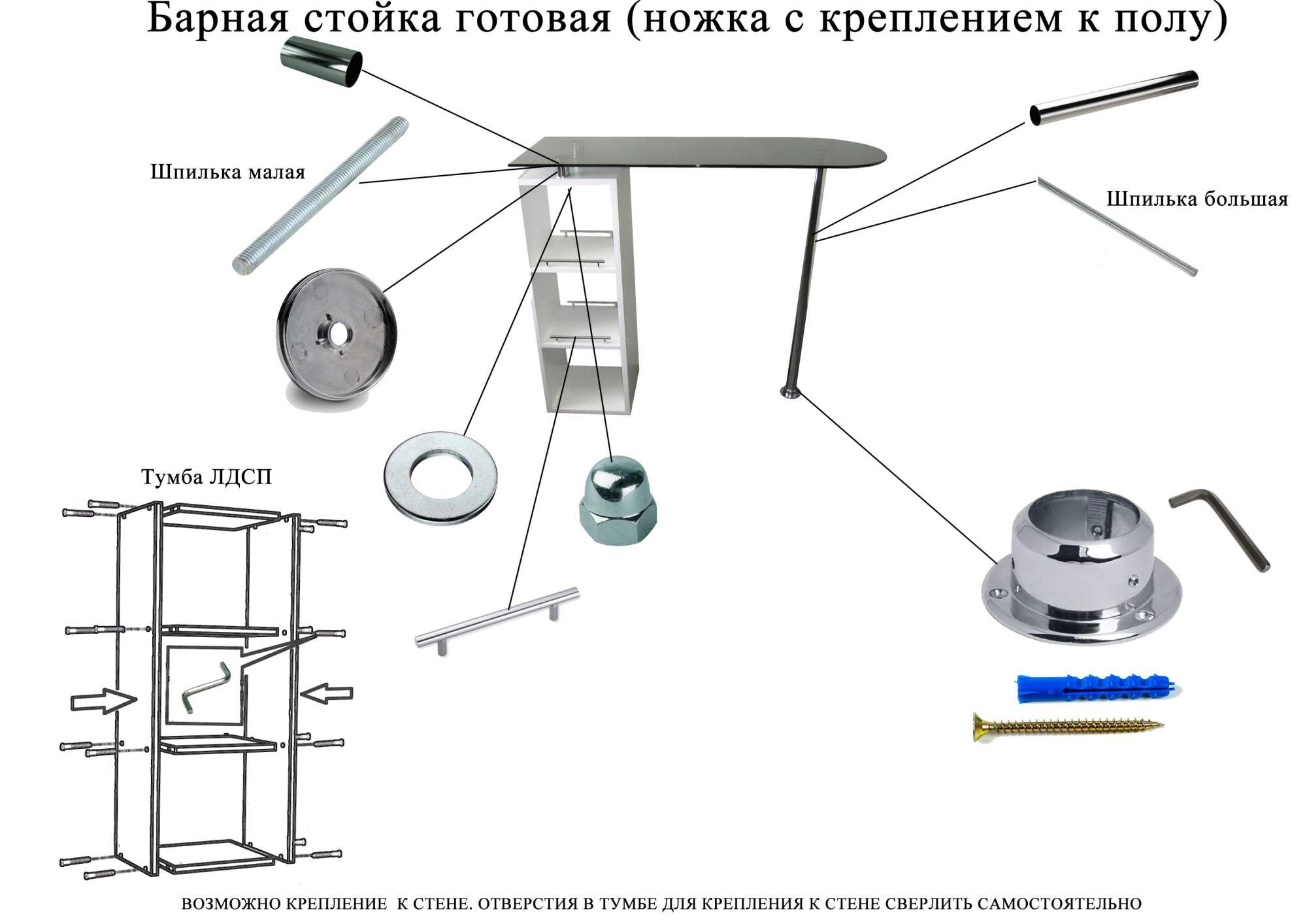 Как повесить корзину на барную стойку