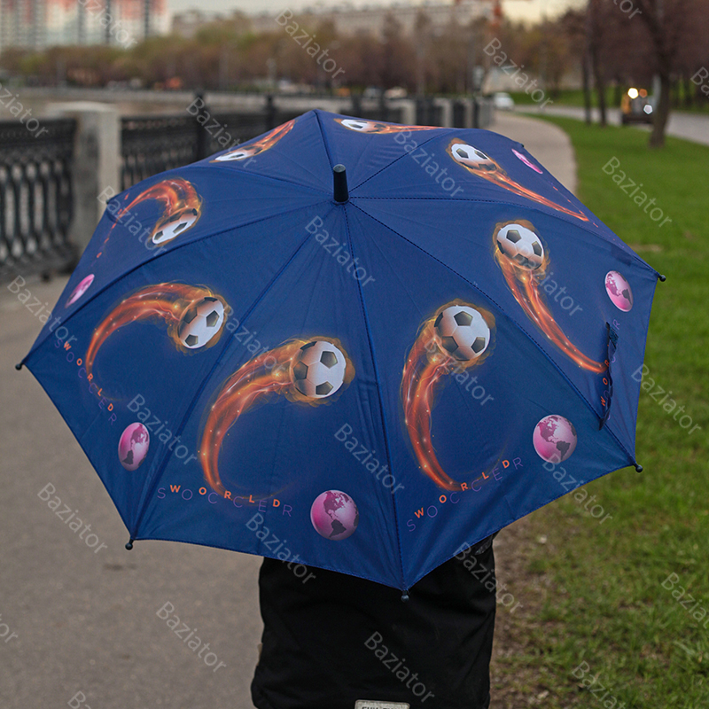 Зонт детский Rain Lucky для мальчиков Футбольный мяч со свистком, космос синий