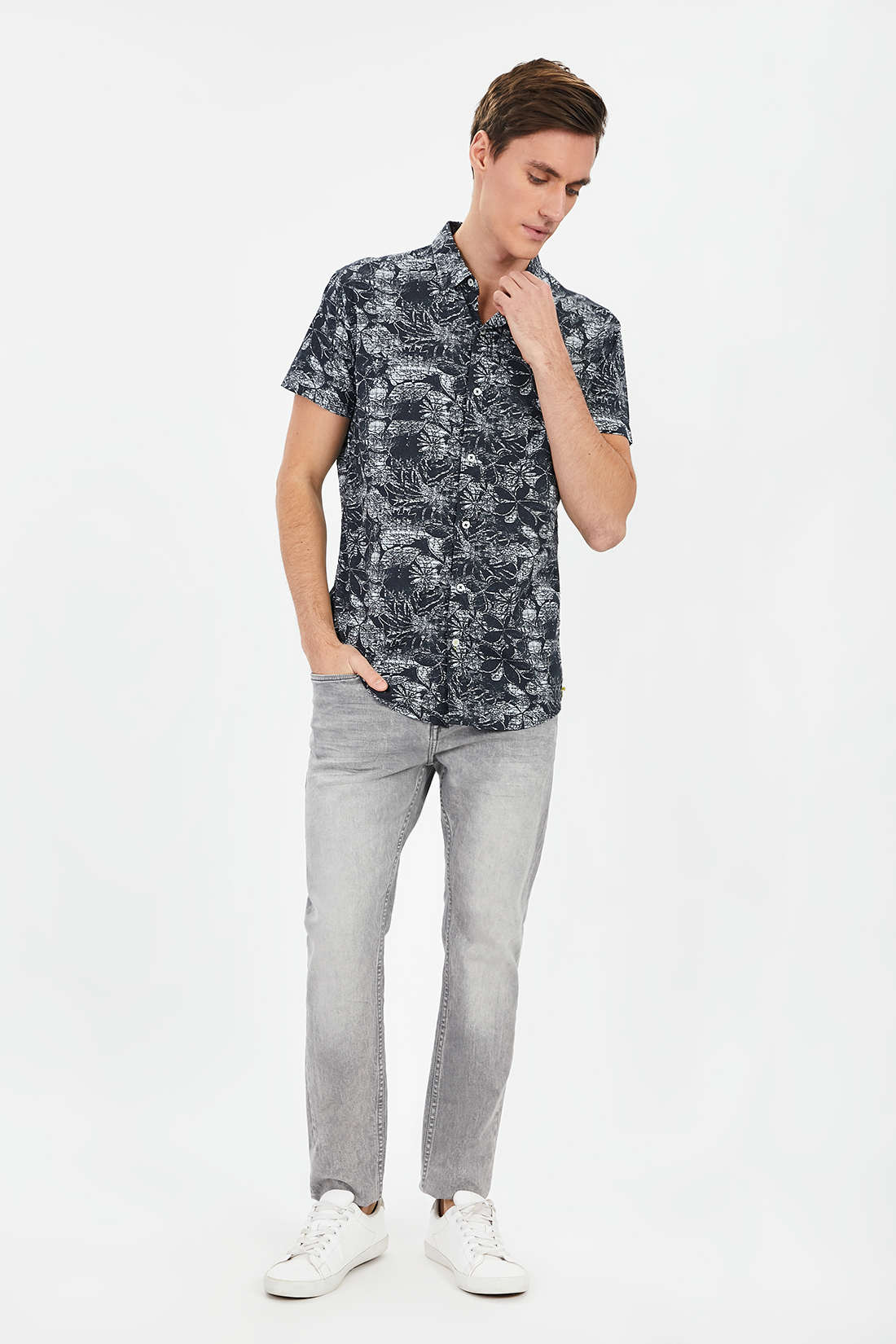 Рубашка мужская Baon B681001 серая XL
