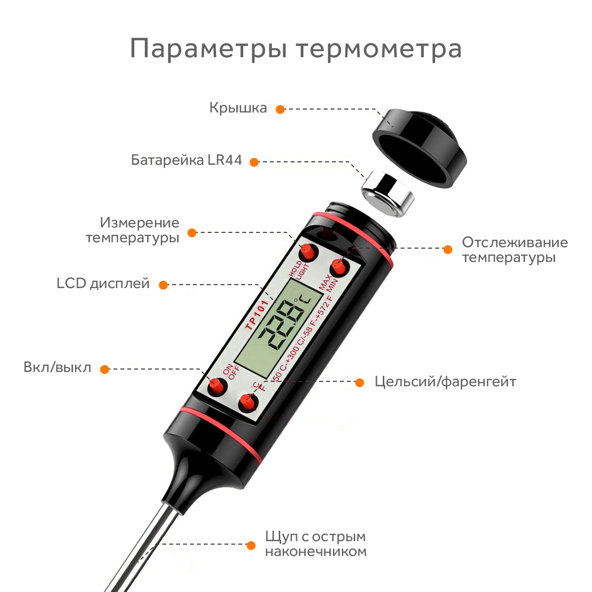 Кулинарный электронный термометр для приготовления еды Digital Thermometer  купить в интернет-магазине, цены на Мегамаркет