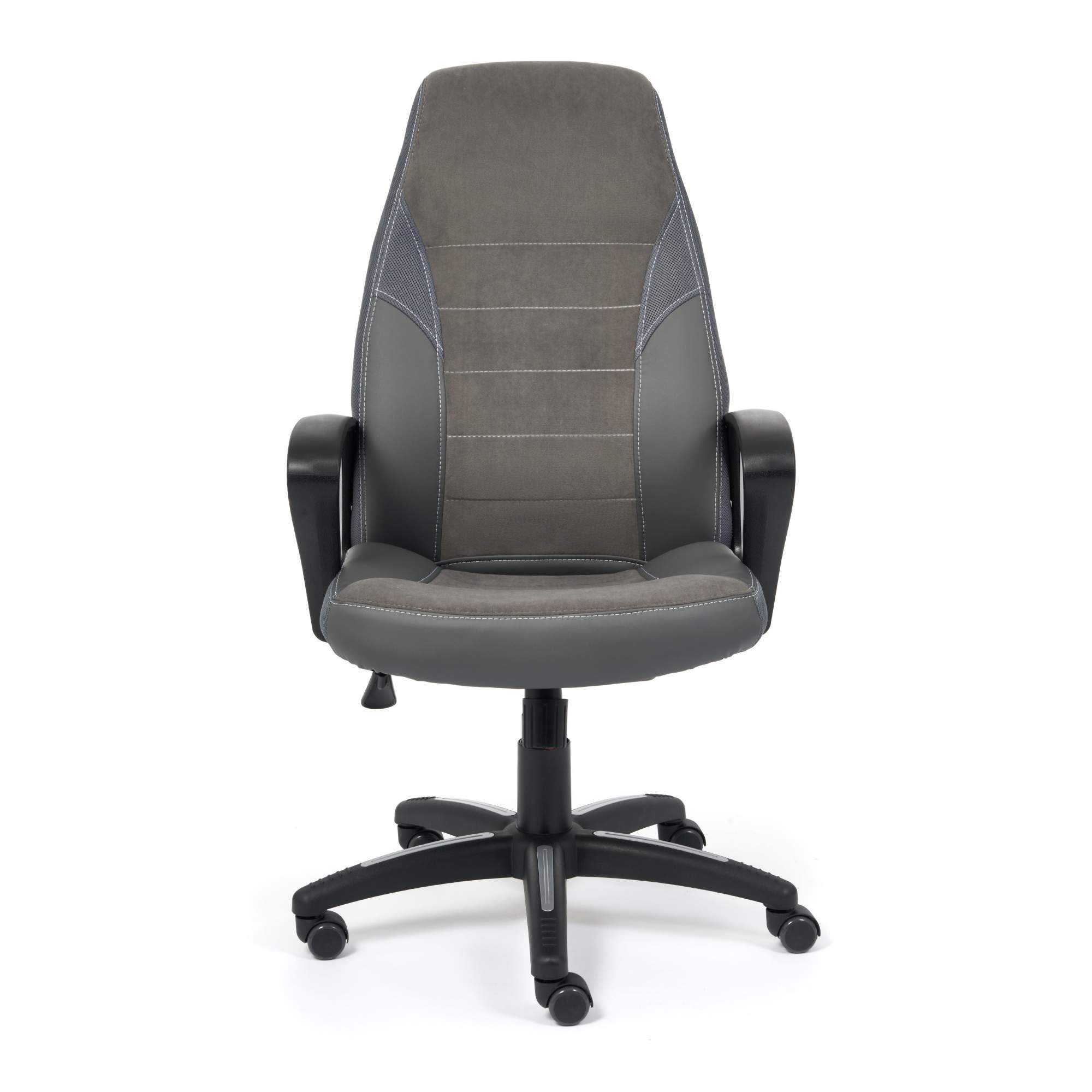 Кресло офисное TetChair INTER, кож/зам/флок/ткань, C-36/29/TW-12  gray / metallic