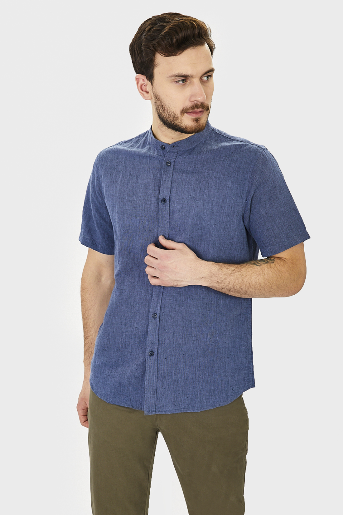Рубашка мужская Baon B681201 синяя L