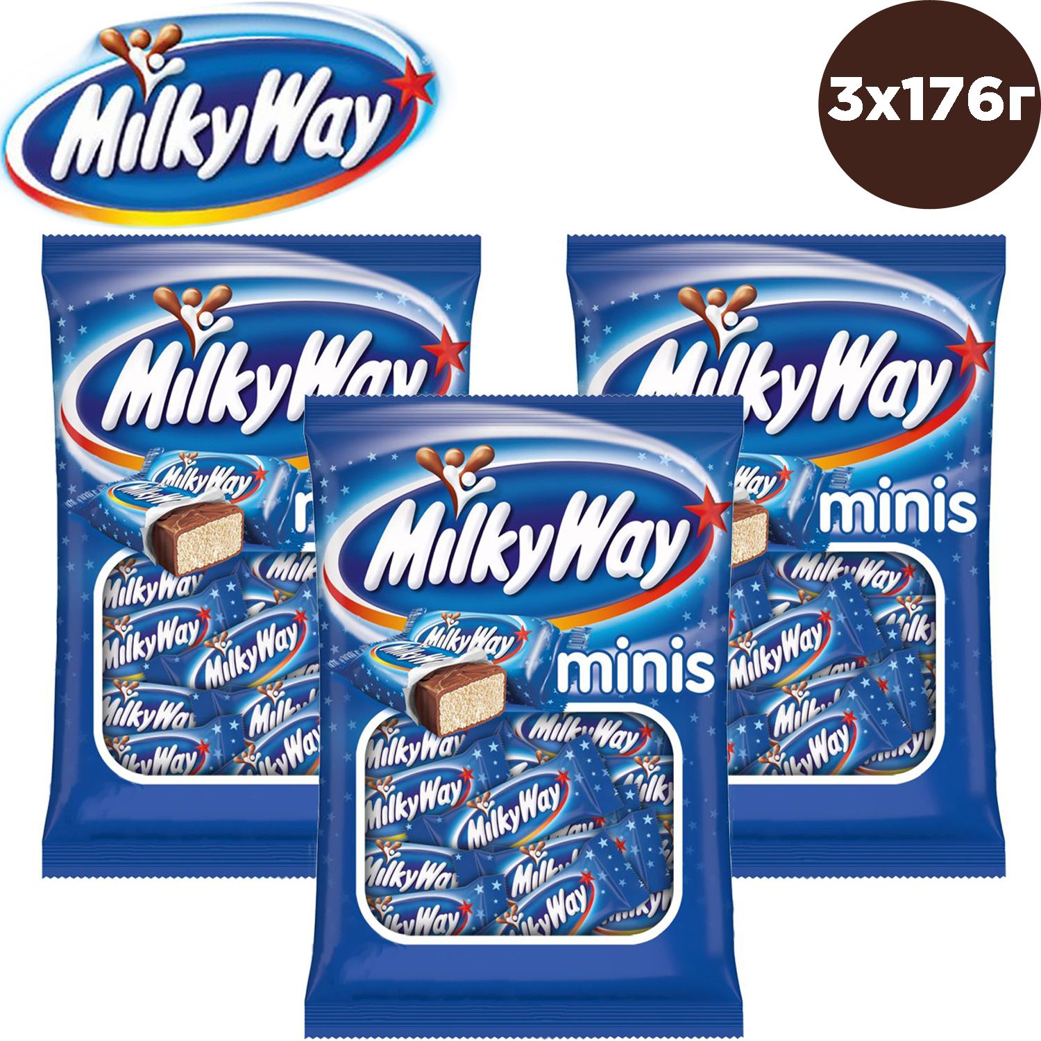 Шоколадные конфеты Milky Way Minis, Суфле, Пакет, 176 гр*3шт. - купить в  Супермаркет «Гармония цен», цена на Мегамаркет