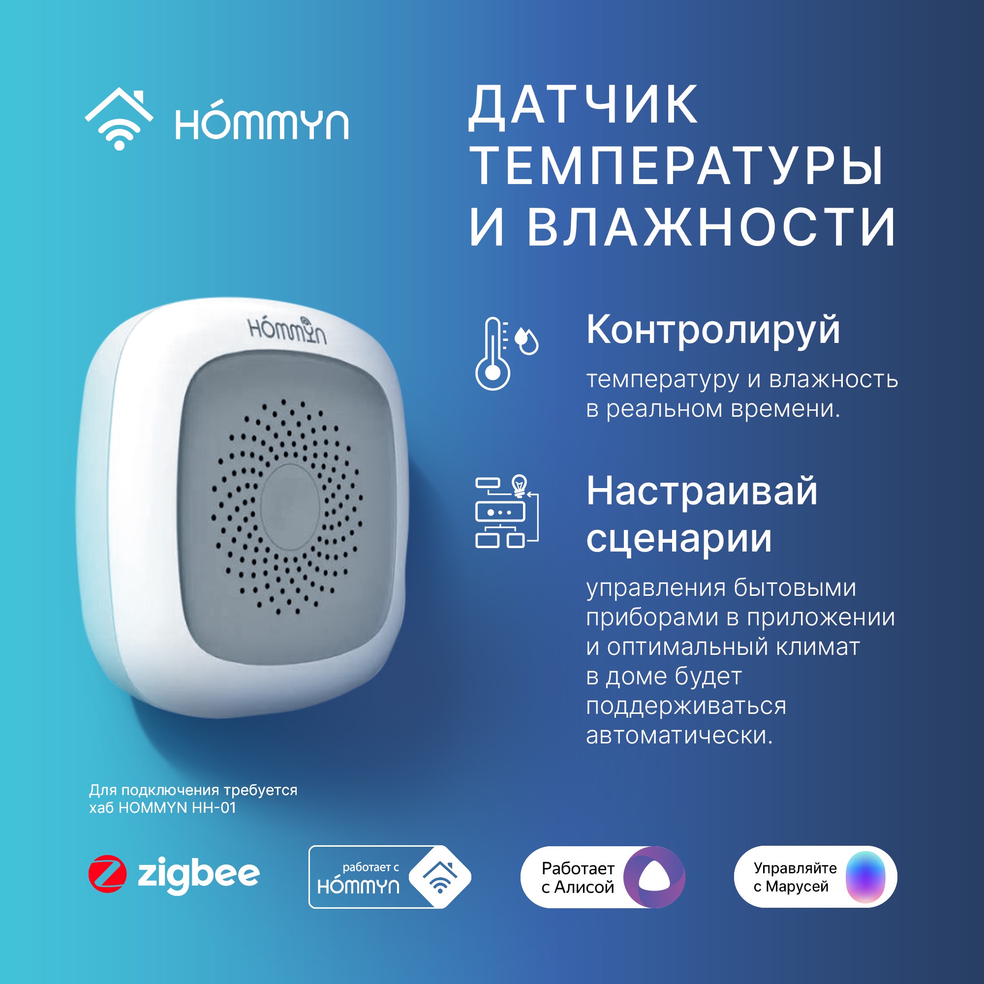 Сенсор температуры и влажности Hommyn (TS-20-Z) купить в интернет-магазине, цены на Мегамаркет