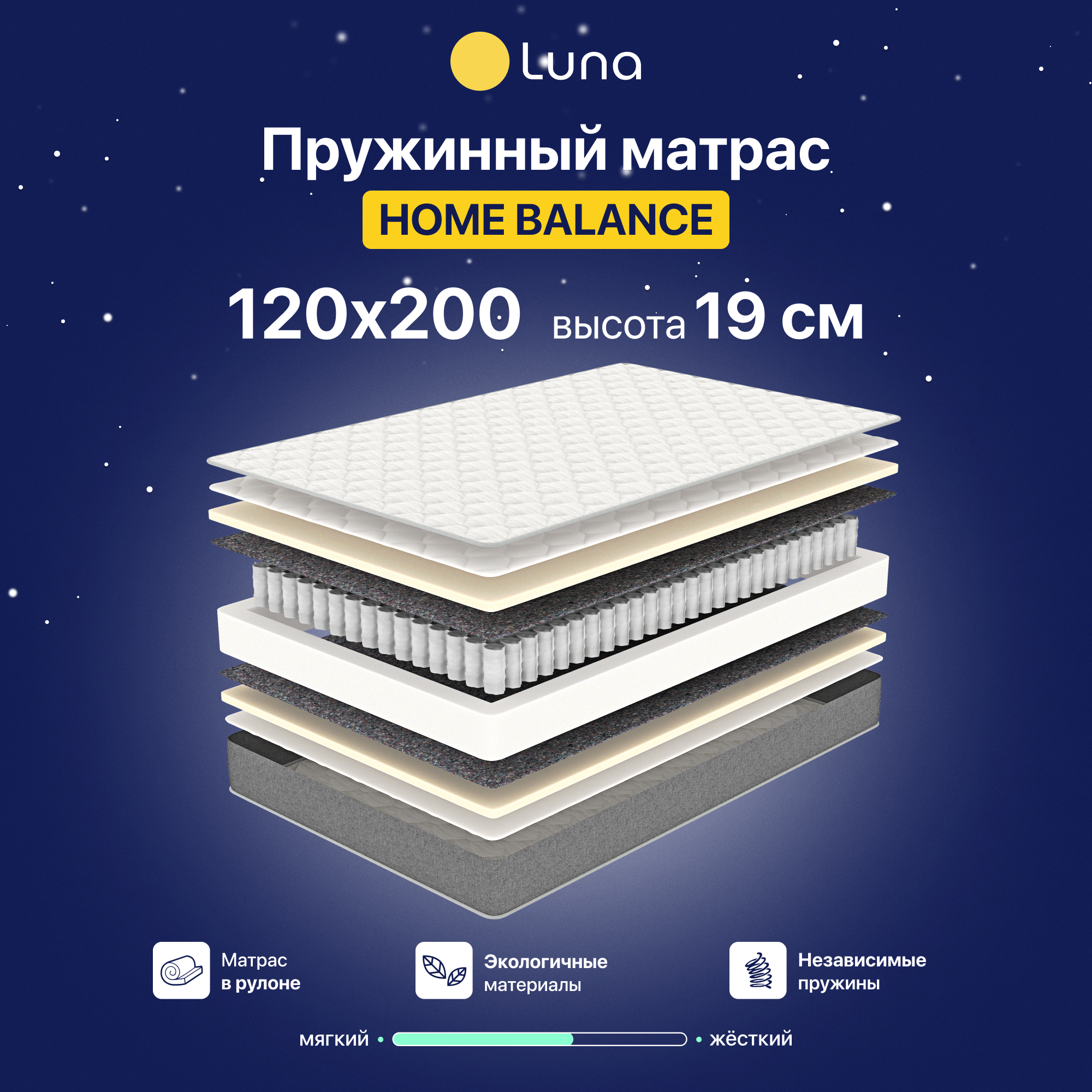 Матрас пружинный Luna Home Balance 120x200 - купить в Luna Inc, цена на Мегамаркет