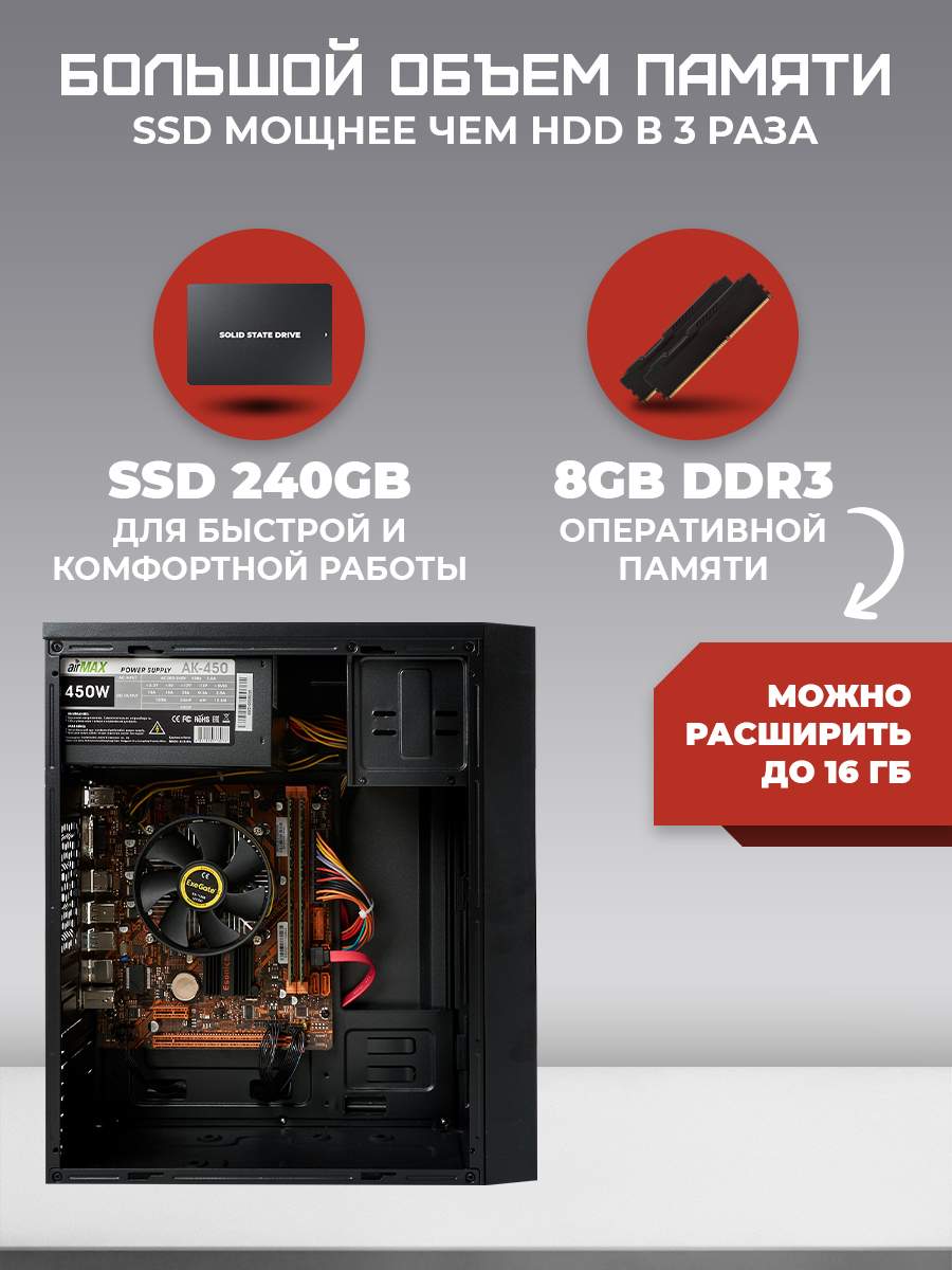 Системный блок TREIDCOMPUTERS Intel Core I5 2400, SSD 240 ГБ, Windows 10  Pro, черный, купить в Москве, цены в интернет-магазинах на Мегамаркет