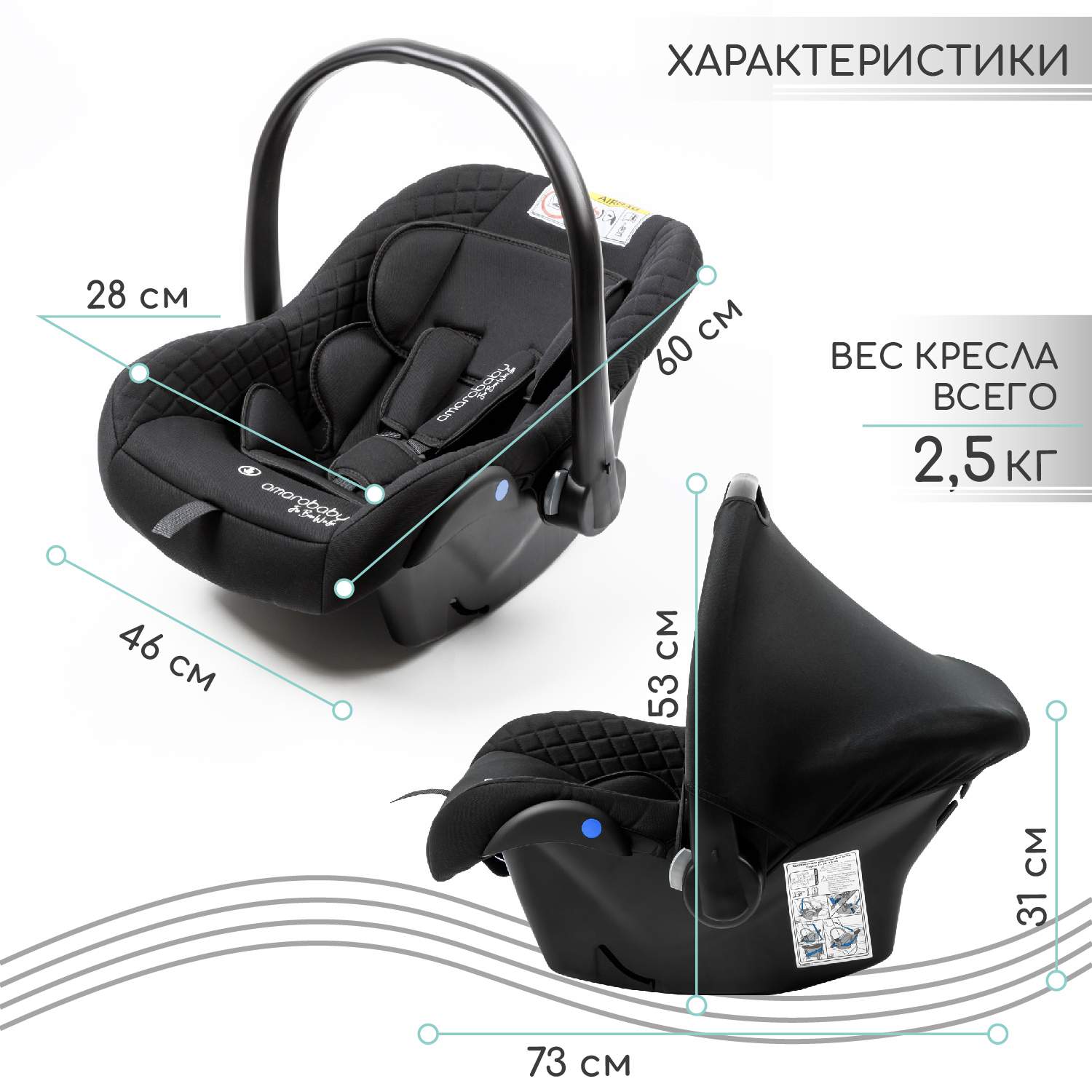 Автокресло детское AMAROBABY Baby comfort, группа 0+, черный - отзывы  покупателей на Мегамаркет