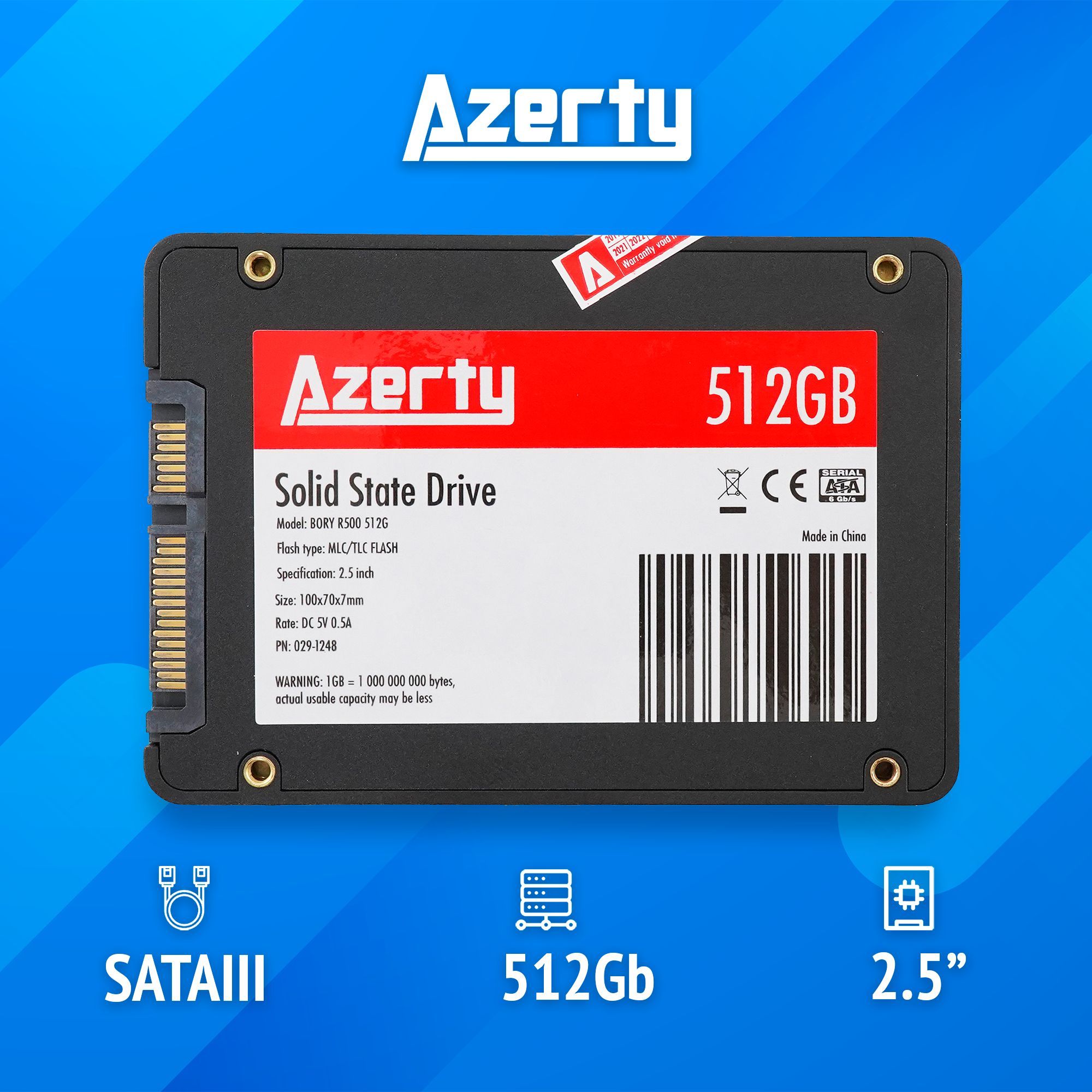 SSD накопитель Azerty Bory R500 512G 2.5" 512 ГБ 029-1248 - купить в Che, цена на Мегамаркет