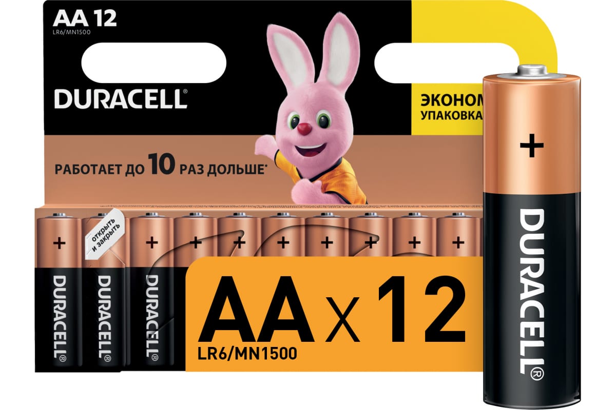 Батарейка Lr06 Duracell Basic (Aa-Пальчиковые) 12 Шт. DURACELL арт. 11045 - купить в HouseLighter, цена на Мегамаркет