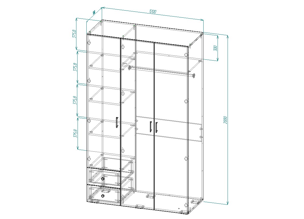 Расчет шкафа с распашными дверями