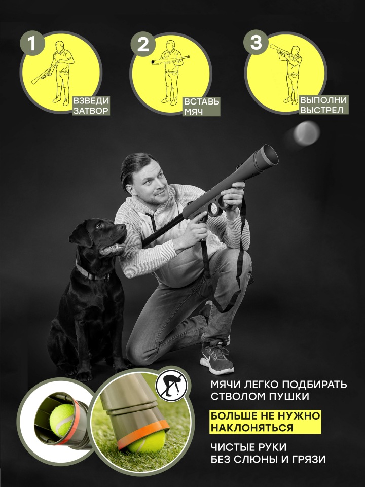 Игрушка для дрессировки собак Furr Friends, метатель теннисных мячей, зеленый, 60 см