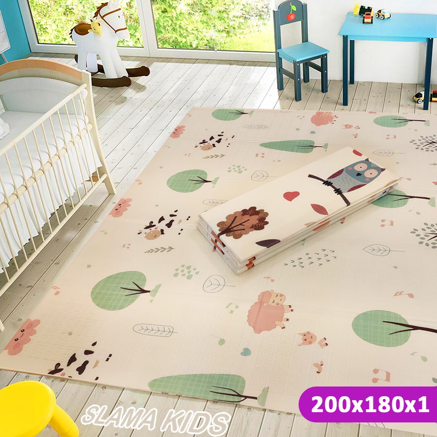 Детский коврик складной SLAMA KIDS Тигренок и Сова + Зверушки и Деревья -  200x180x1 см - отзывы покупателей на Мегамаркет