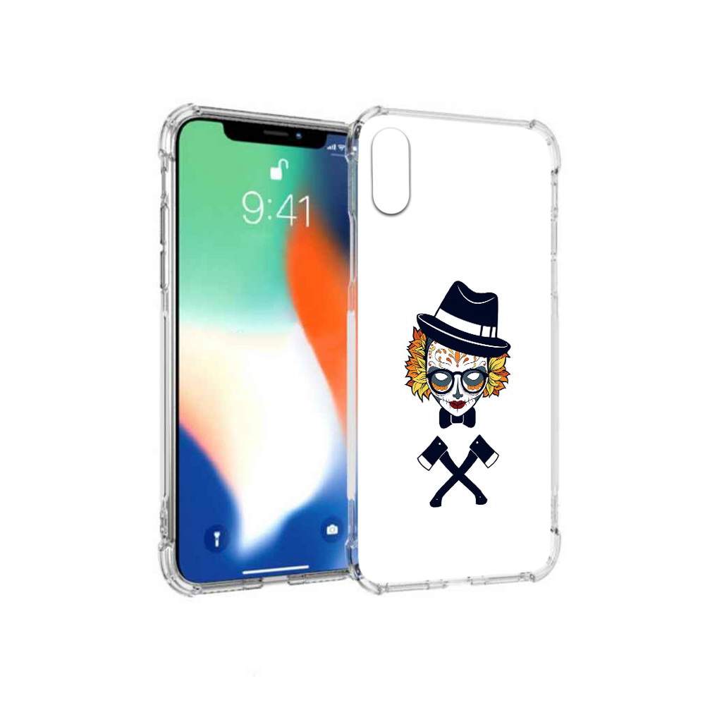 Чехол MyPads Tocco для Apple iPhone X девушка в маске с топорами рисунок  (PT94261.606.304), купить в Москве, цены в интернет-магазинах на Мегамаркет