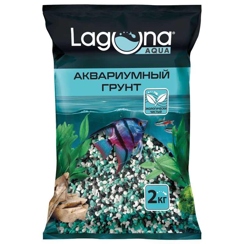 Грунт для аквариума Laguna мраморная крошка, синий, 5-10мм, 2кг