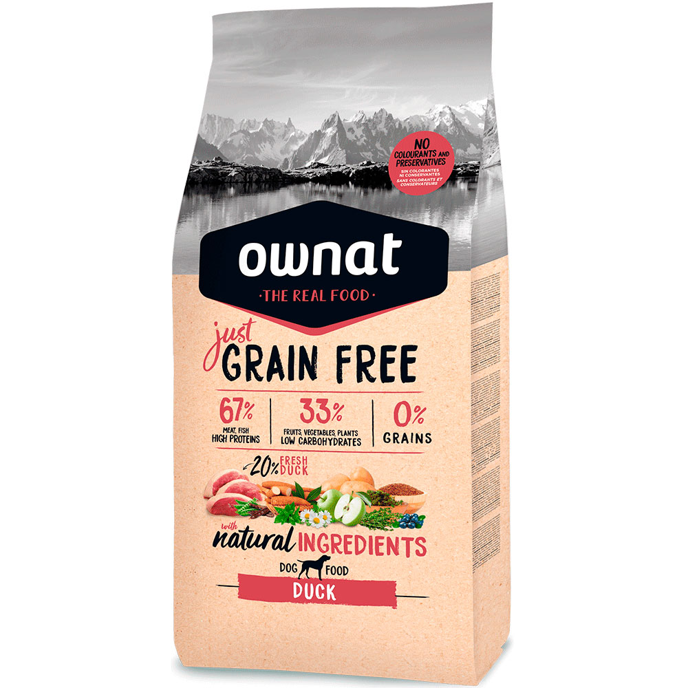 Купить сухой корм для собак Ownat Adult Grain Free, с уткой, 3 кг, цены на Мегамаркет | Артикул: 600014972103