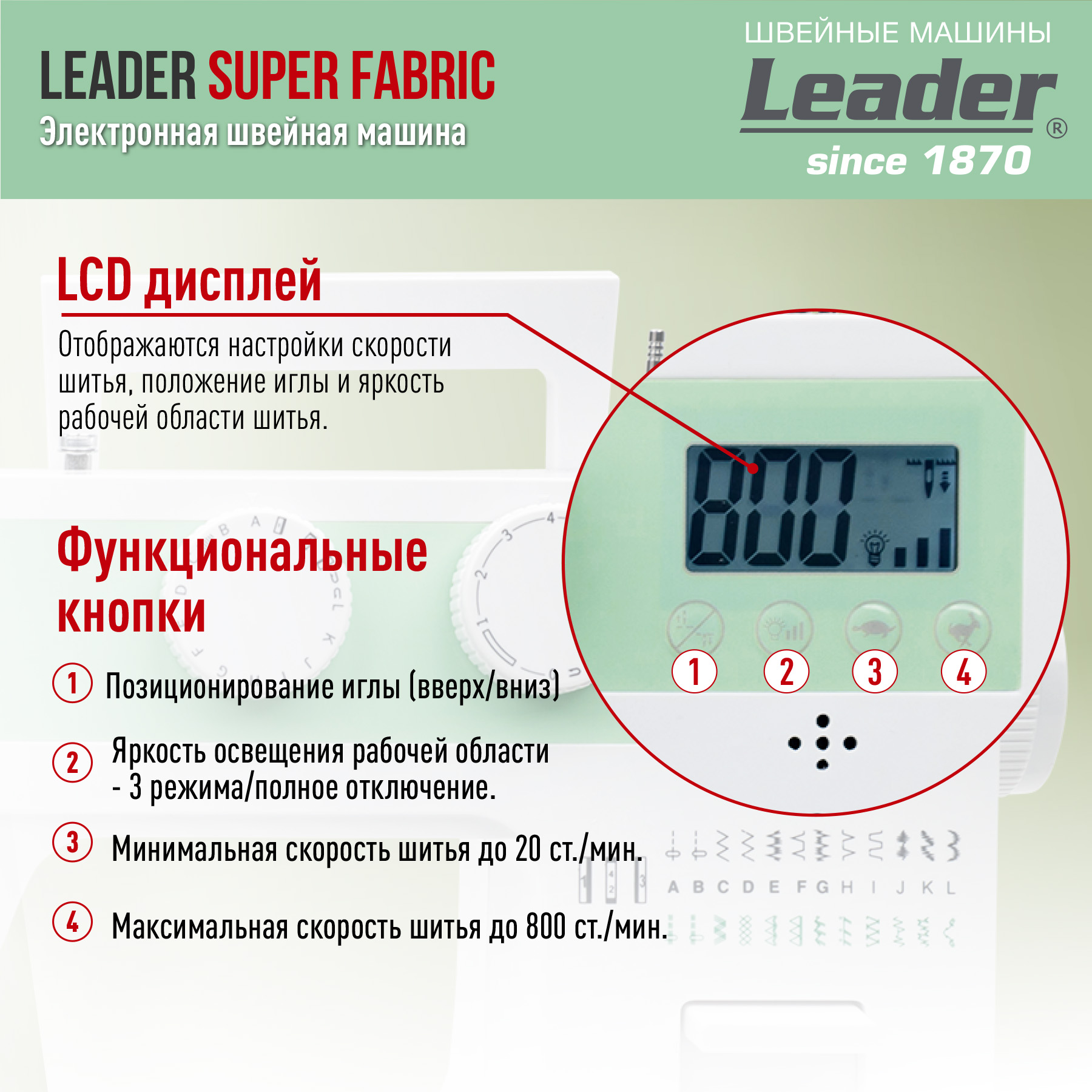 Швейная машина Leader Super Fabric белый - купить в Швейный Советник, цена  на Мегамаркет