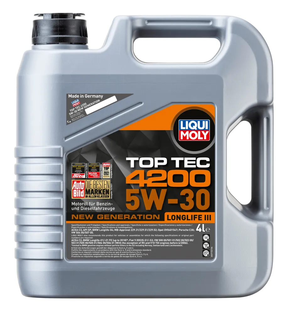 Моторное масло LIQUI MOLY синтетическое Top Tec 4200 5W30 4л - купить в Piter Oil (DBS), цена на Мегамаркет