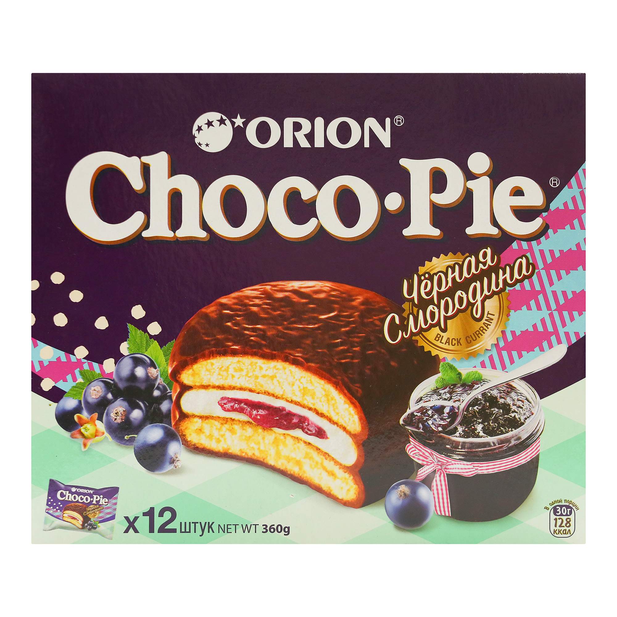 Купить печенье Orion Choco Pie Черная смородина 360 г, цены на Мегамаркет | Артикул: 100062824384