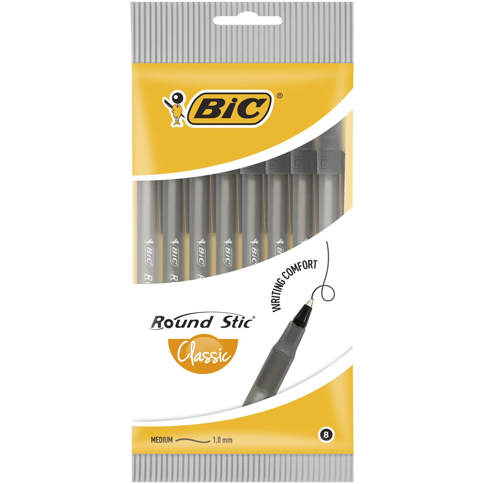 Ручка шариковая BIC Round Stic Classic Пакет x8 черный