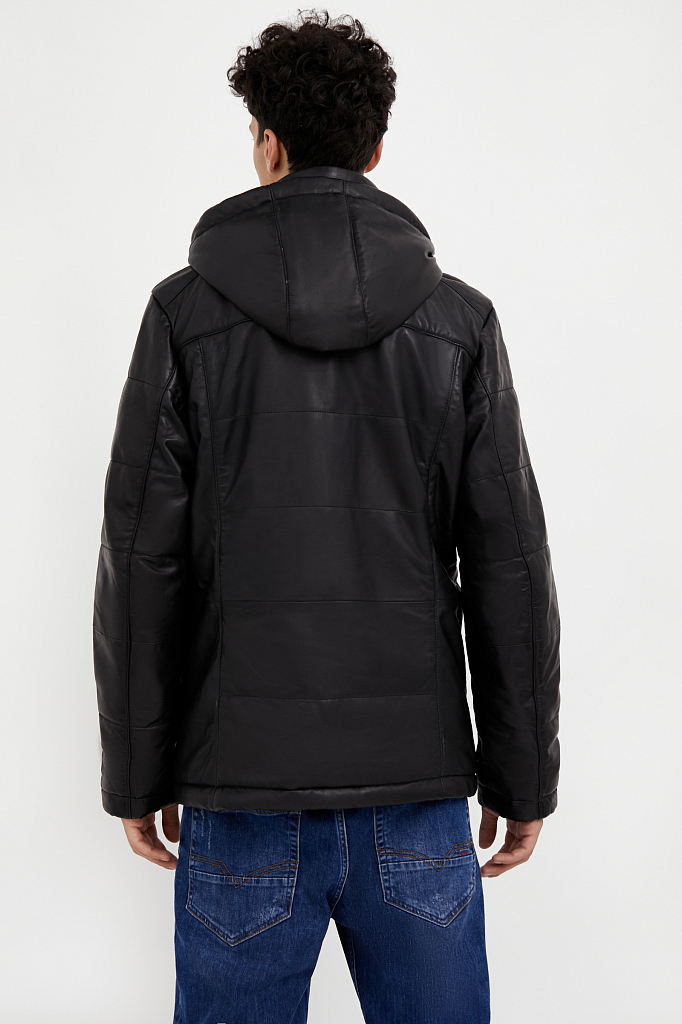 Кожаная куртка мужская Finn Flare A20-21803 черная S