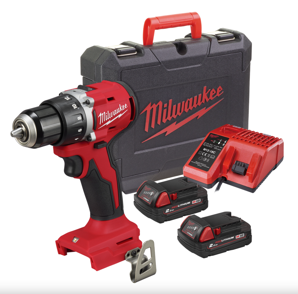 Аккумуляторная дрель-шуруповерт Milwaukee M18 BLDDRC-202C 4933492833 - купить в ТМК Инструмент, цена на Мегамаркет