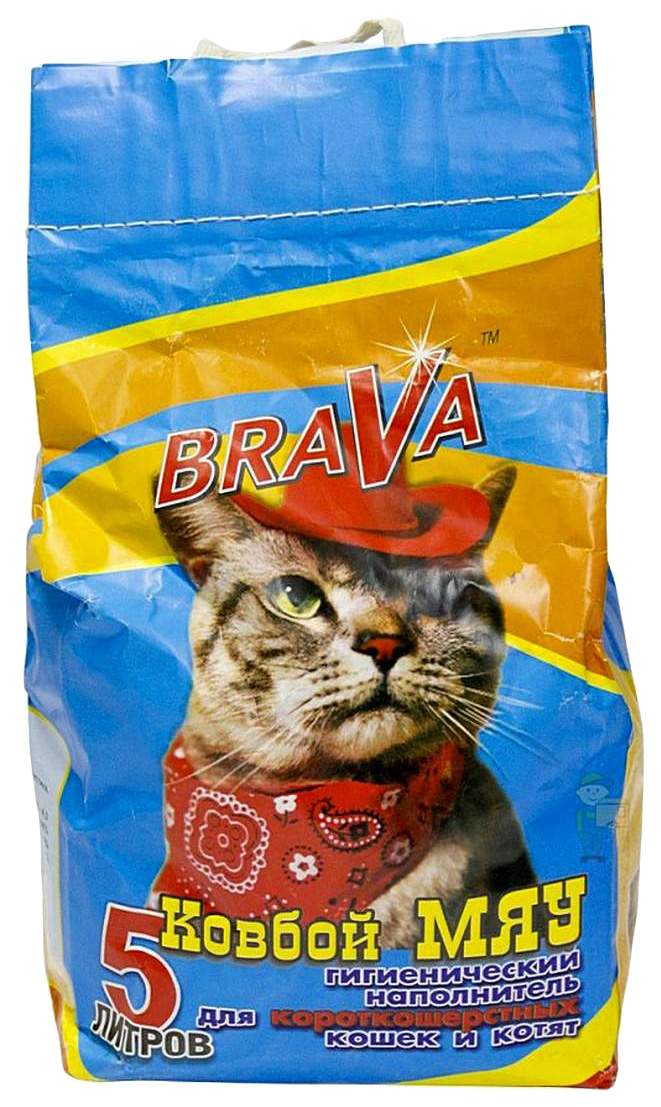 Впитывающий наполнитель для кошек Brava Ковбой Мяу диатомитовый, 5 кг, 5 л