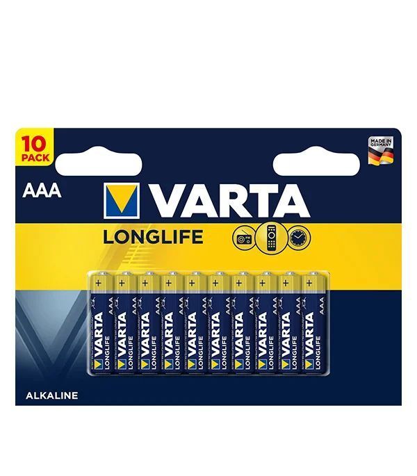 Батарейка VARTA LONGLIFE / 1.5 В / AAA (LR03) 10 штук в блистере - купить в Москве, цены на Мегамаркет | 600005077630