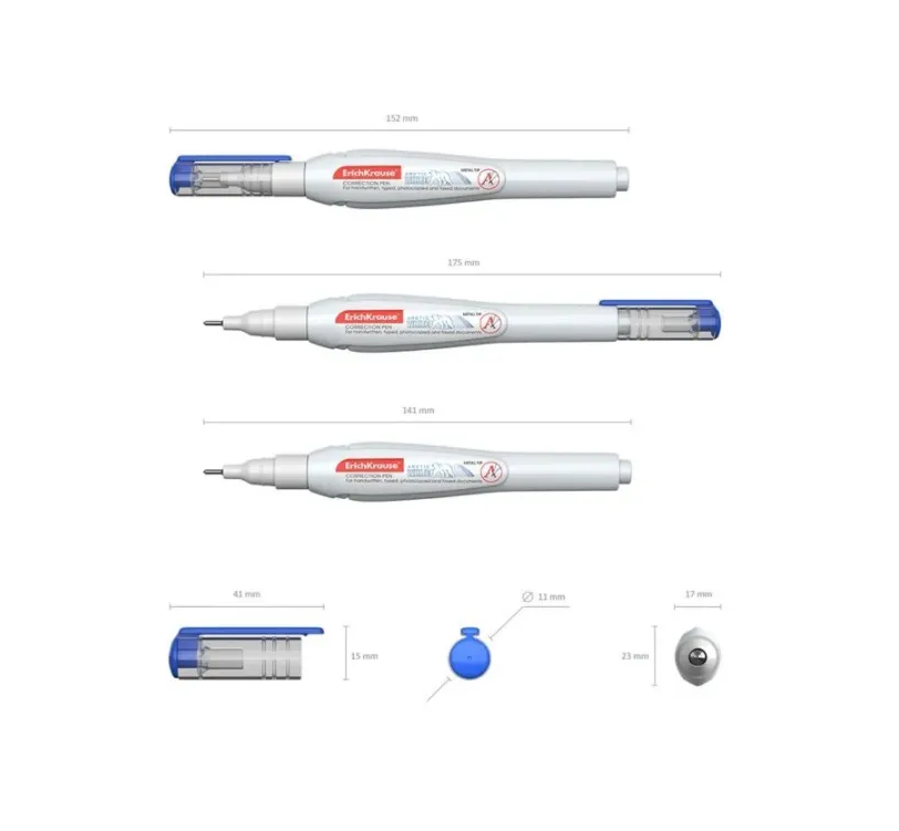 ErichKrause "Arctic White" Correction Pen 10 ml Шариковая ручка-корректор 8 шт.