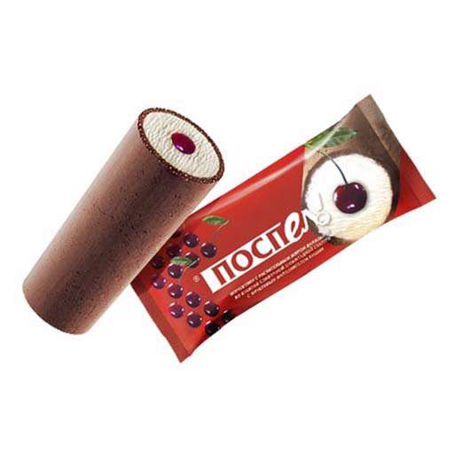 Мороженое сливочное Поспел трубочка с вишневым джемом в шоколадной глазури 80 г