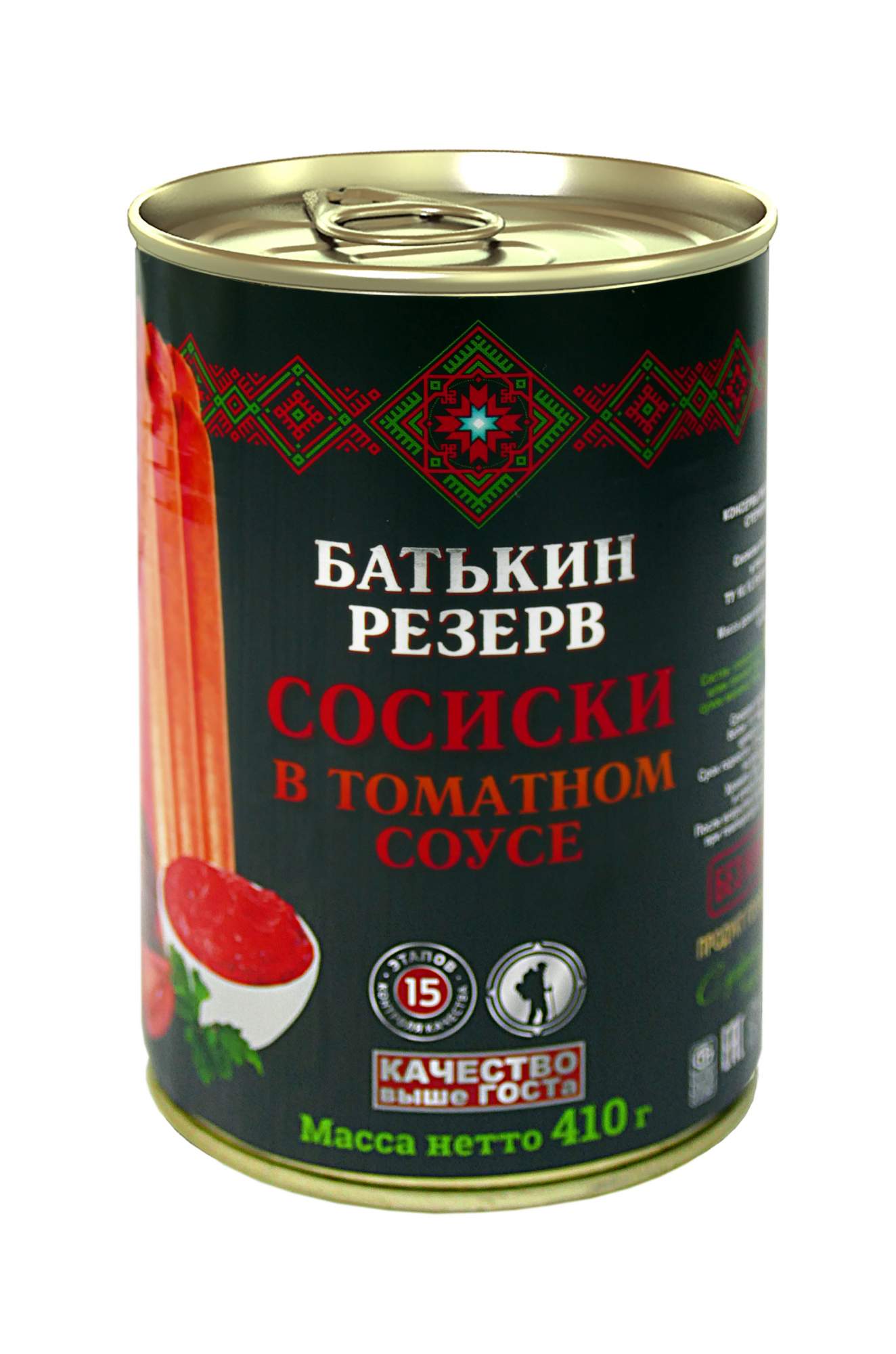 Купить сосиски Батькин Резерв в томатном соусе 410 г, цены на Мегамаркет |  Артикул: 100028802509
