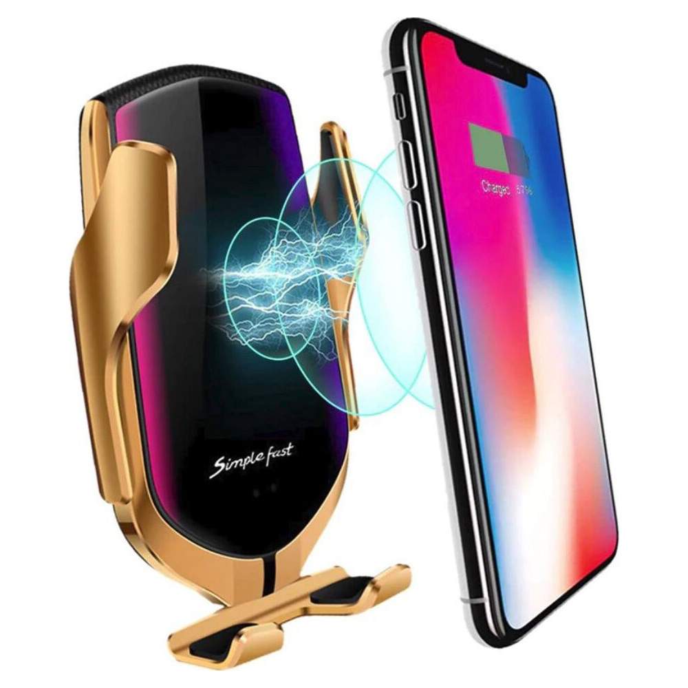 Автомобильная беспроводная зарядка-держатель для телефона Car Wireless  Charger R1 Gold – купить в Москве, цены в интернет-магазинах на Мегамаркет