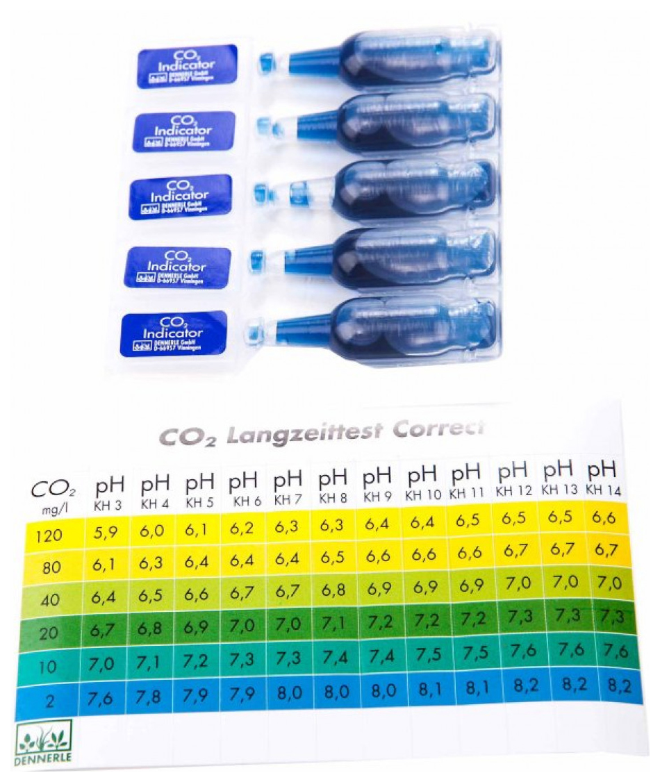 Набор тестов специальных индикаторных жидкостей Dennerle CO2 рН 5 ампул