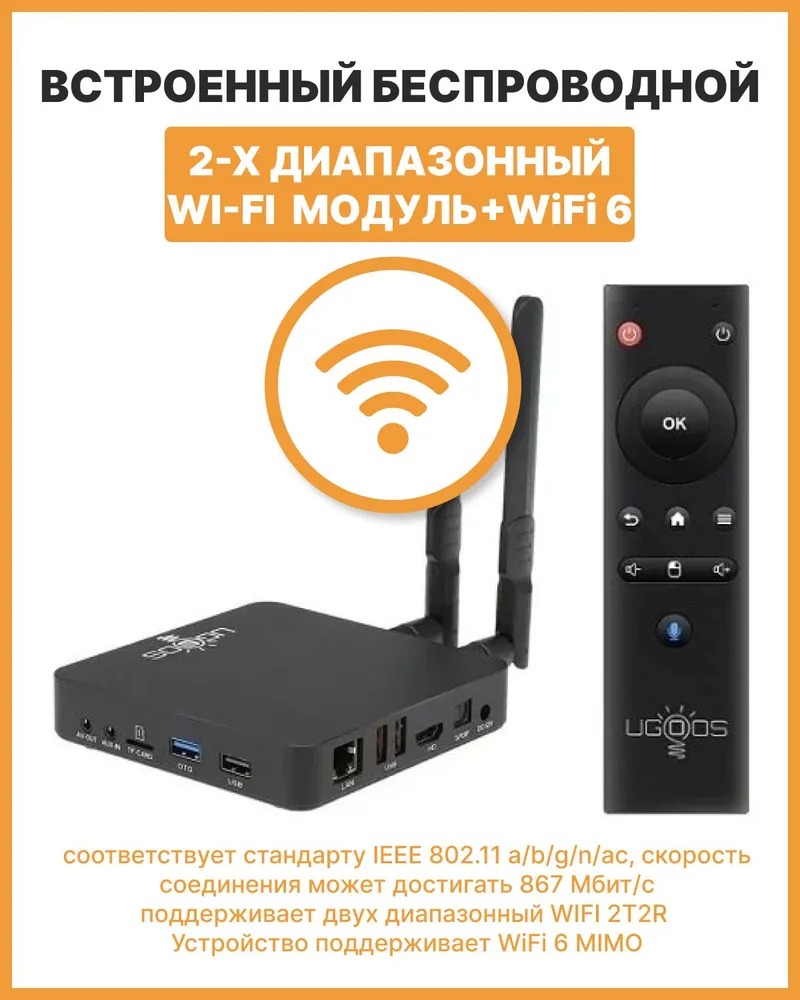 Смарт ТВ приставка Ugoos AM6B Plus 4/32Gb (WiFi-6) c Bluetooth пультом -  отзывы покупателей на маркетплейсе Мегамаркет | Артикул: 100052047591