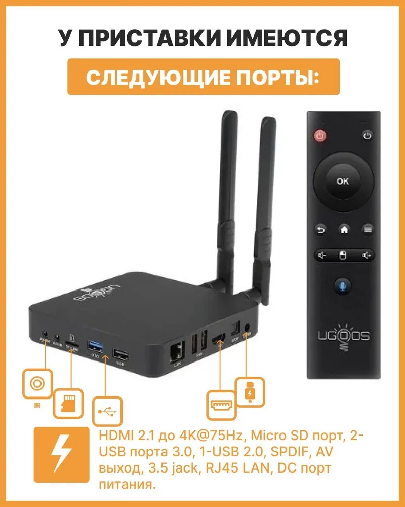 Смарт ТВ приставка Ugoos AM6B Plus 4/32Gb (WiFi-6) c Bluetooth пультом –  купить в Москве, цены в интернет-магазинах на Мегамаркет