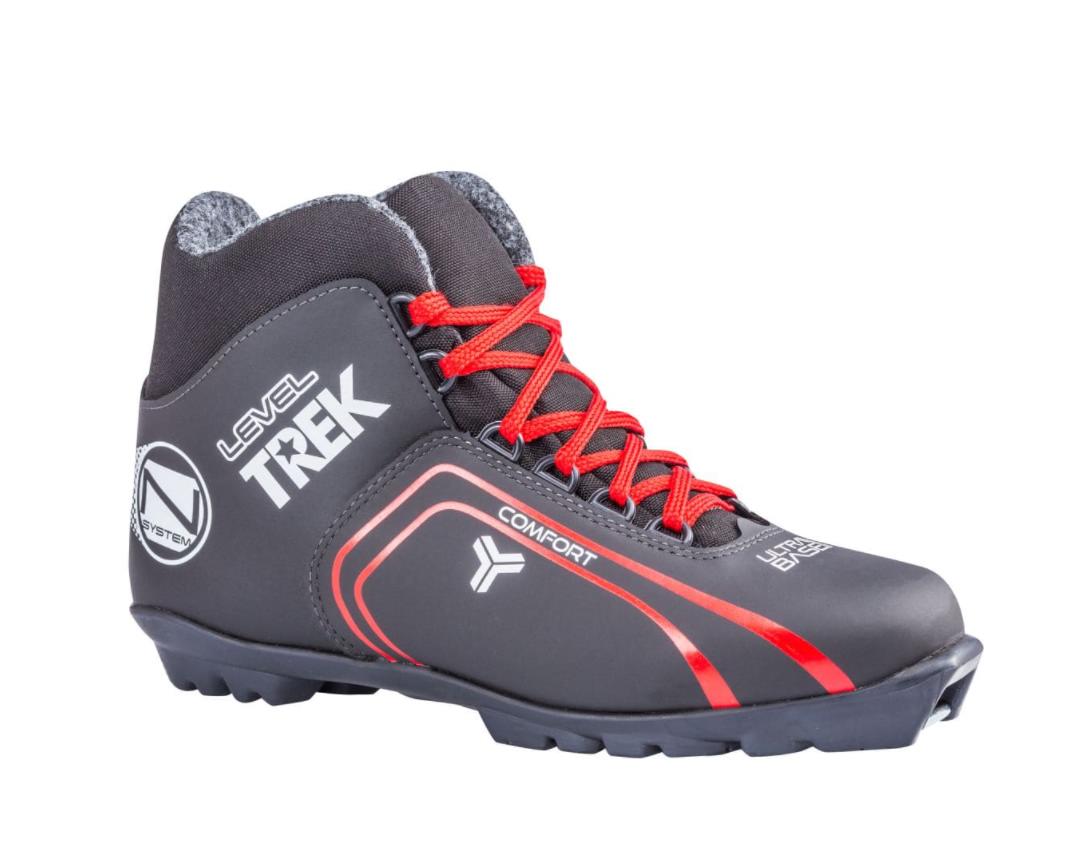 Ботинки лыжные NNN TREK Level2 черные/логотип красный размер RU44 EU45 СМ28,5