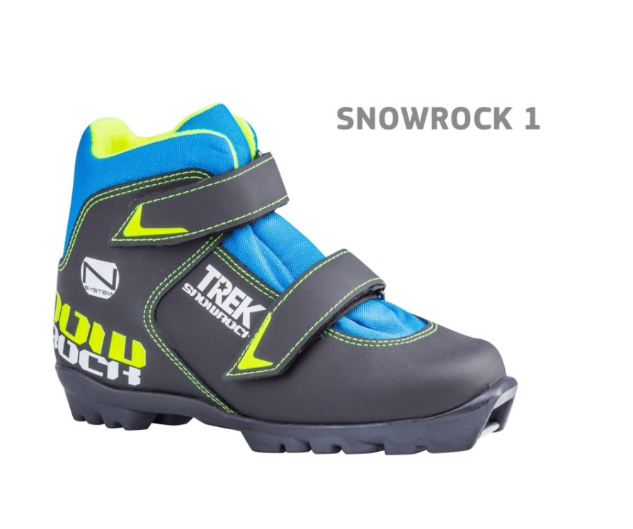 Ботинки лыжные детские NNN TREK Snowrock1 черные/логотип лайм неон размер RU29 EU30 СМ18