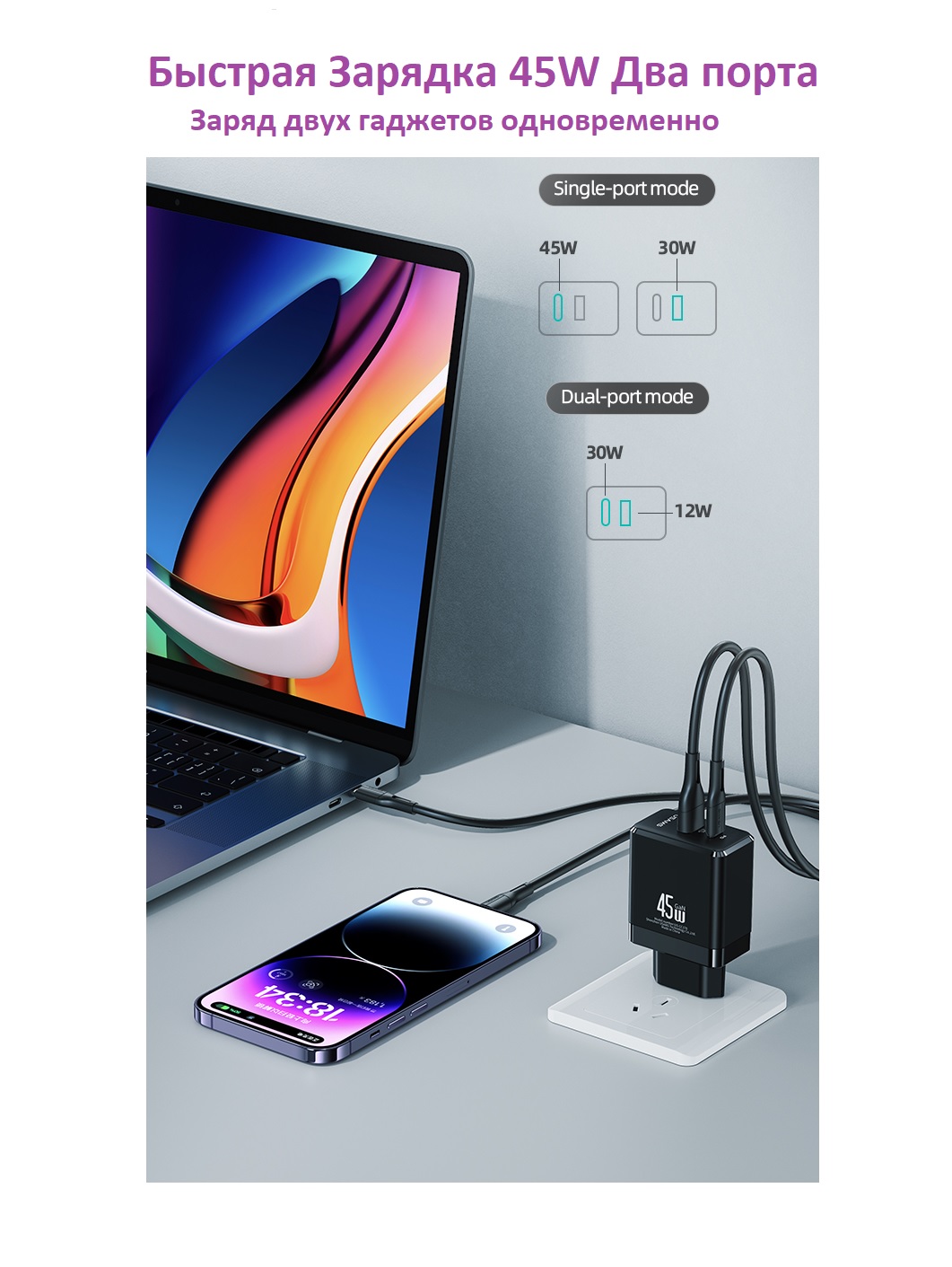 Сетевое зарядное устройство USAMS US-CC178 45W T58 1x USB Type A, 1xUSB  Type-C 3 А черный, купить в Москве, цены в интернет-магазинах на Мегамаркет