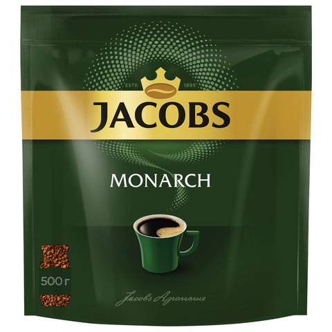 Купить кофе растворимый JACOBS MONARCH, сублимированный, 500 г, мягкая упаковка, цены на Мегамаркет | Артикул: 600003324790