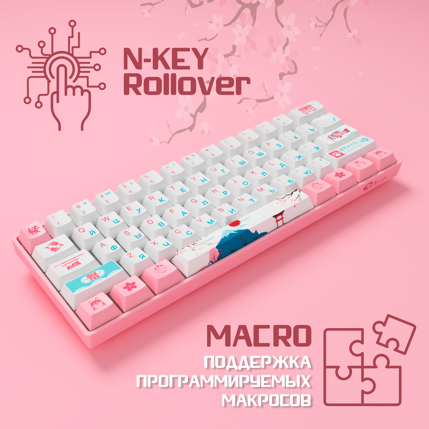 Игровая механическая клавиатура AKKO 3061 World Tour Tokyo R2 (Rus) V3  Cream Yellow - отзывы покупателей на маркетплейсе Мегамаркет | Артикул:  600011415831